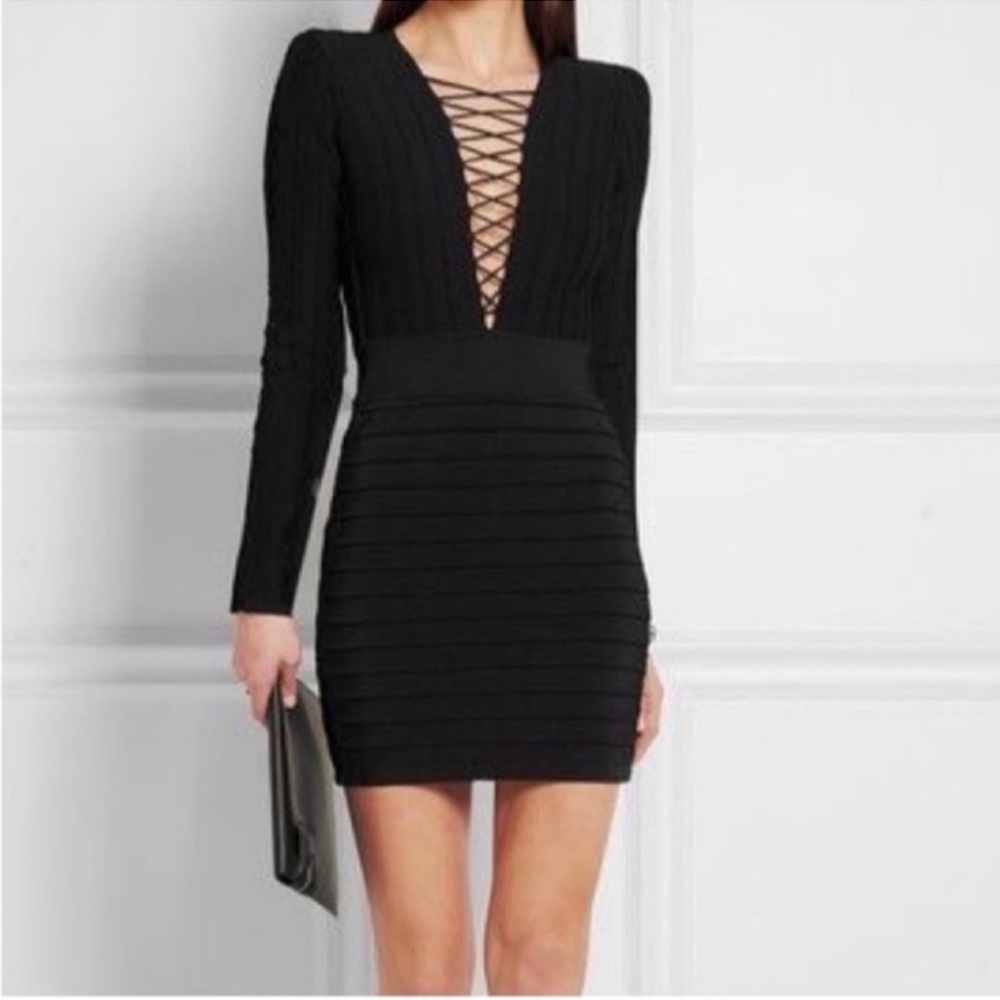 Balmain laced front bandage black dress size 40 M 8